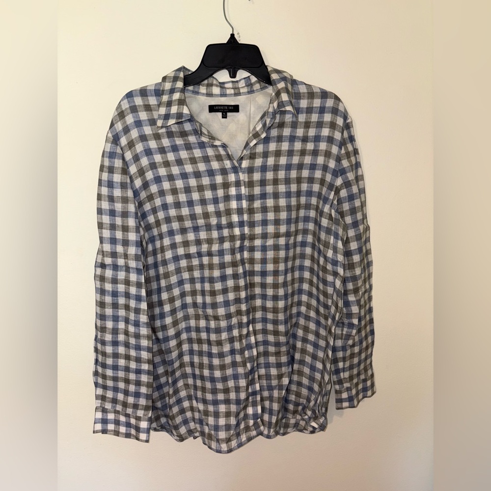 Lafayette 148 New York Linen Button Down Shirt Size Women’s XL